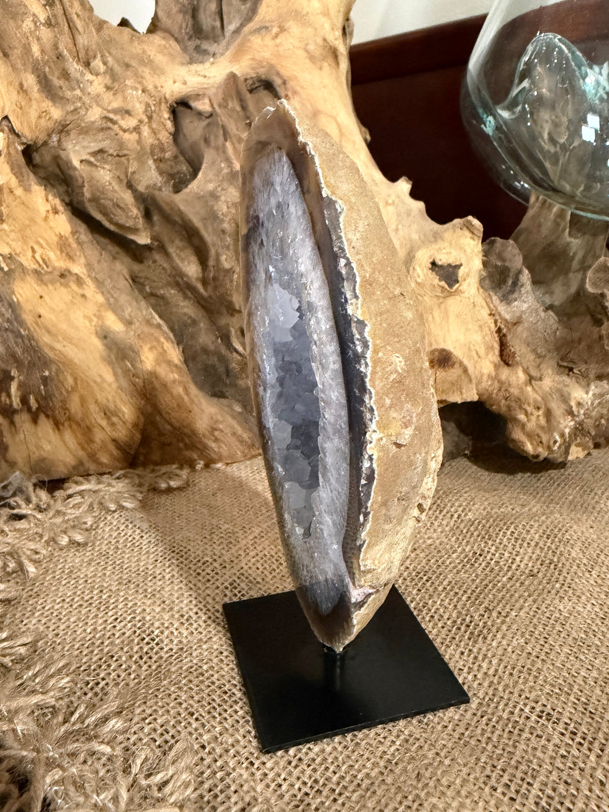 Natural Agate & Quartz Geode on Stand