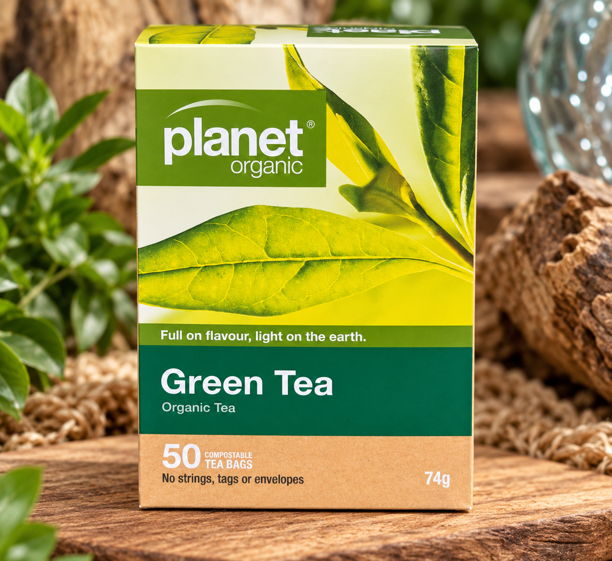 Planet Organic Green Tea – 50 Compostable Tea Bags | 74g