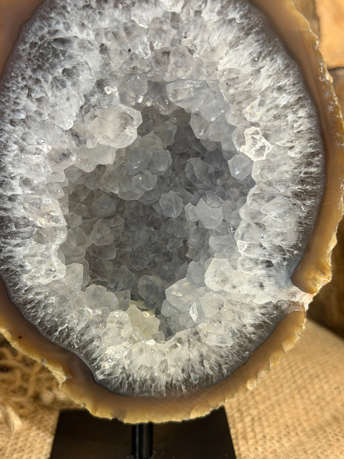 Natural Agate & Quartz Geode on Stand