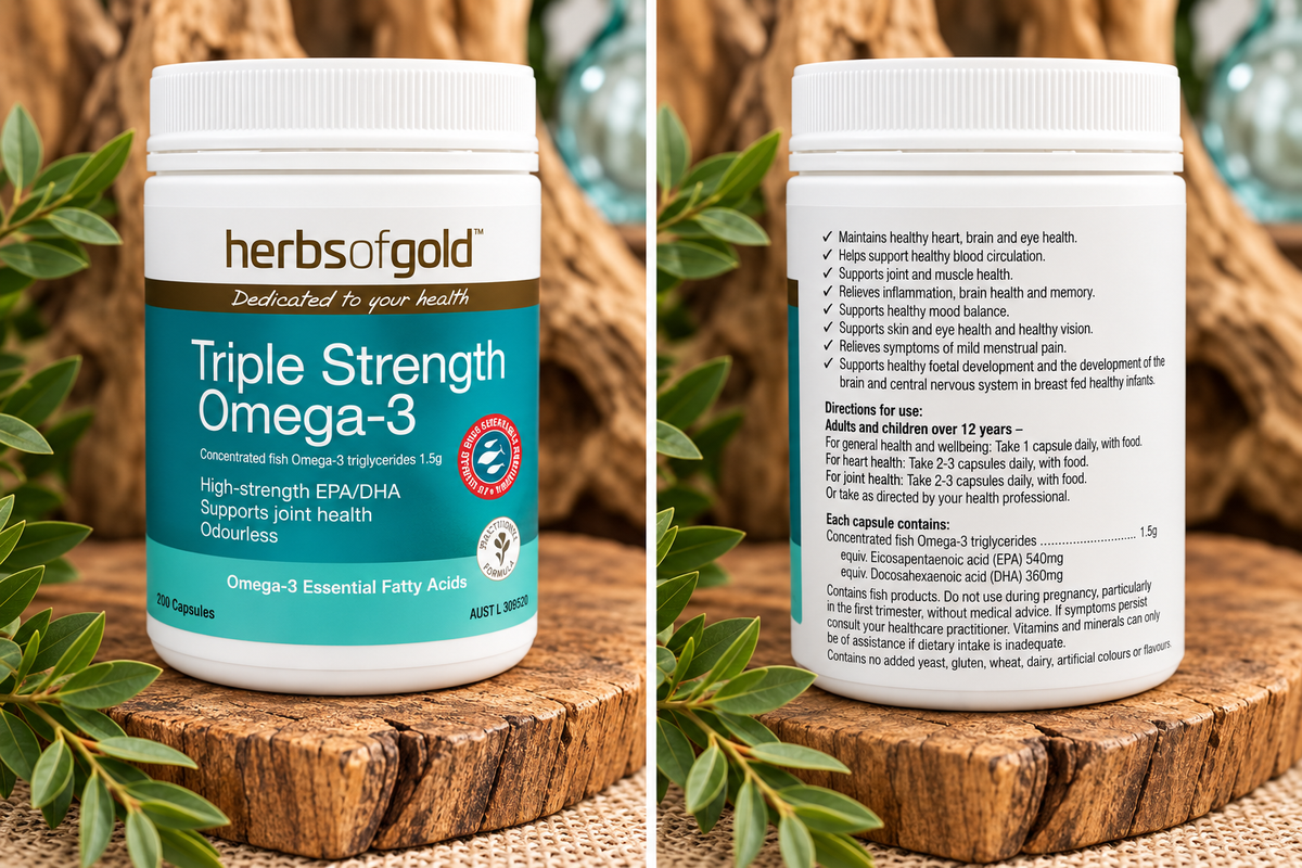 Herbs of Gold Triple Strength Omega-3 – 180 Capsules